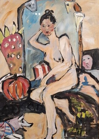 Acryl schilderij Maya Wildevuur (1944-2023), Naakt, bouwjaar 1995